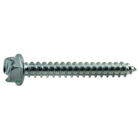 Midwest Fastener Sheet Metal Screw, #14 x 2 in, Zinc Plated Steel Flange Hex Head Slotted Drive, 100 PK 02960